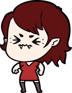 Bir insan tarafından çizilmiş kızgın vampir kız.