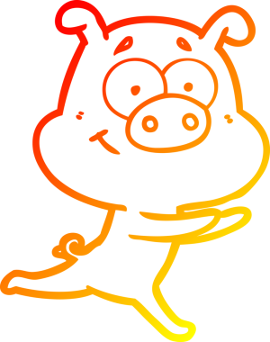 Bir insan tarafından çizilmiş mutlu çizgi film domuzu çizimi.