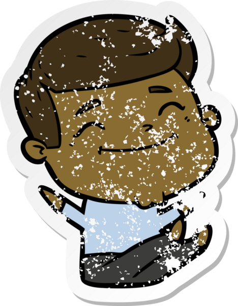 Bir insan tarafından çizilmiş mutlu bir çizgi film karakterinin sıkıntılı çıkartması.