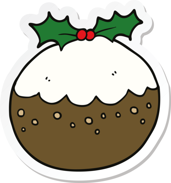 Bir insan tarafından çizilmiş Noel pudinginin çıkartması.