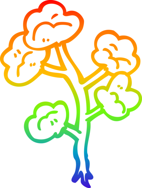 gökkuşağı gradyanı çizimi bir insan tarafından çizilmiş karikatür çiçekleri