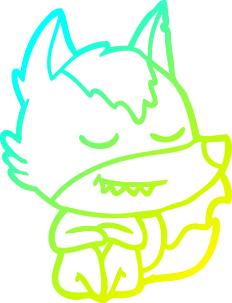 Bir insan tarafından çizilmiş dost canlısı bir kurdun soğuk çizgi çizimi.