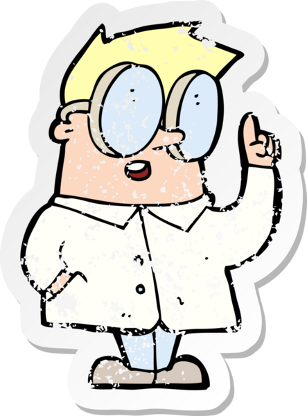 Bir insan tarafından çizilmiş bir karikatür bilimcisinin geriletilmiş çıkartması.