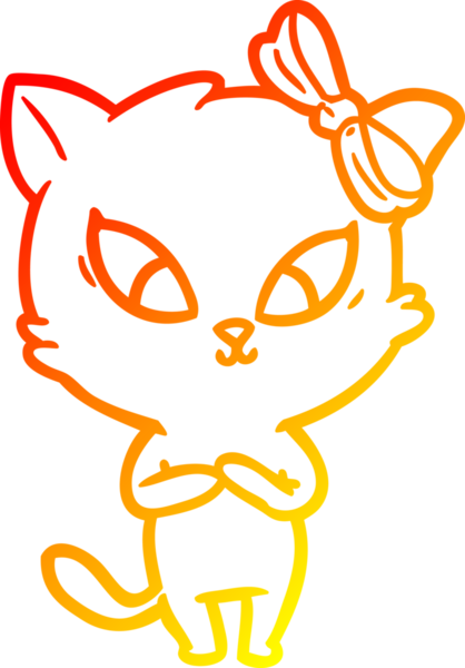 Bir insan tarafından çizilmiş çizgi film kedisinin sıcak çizgi çizimi