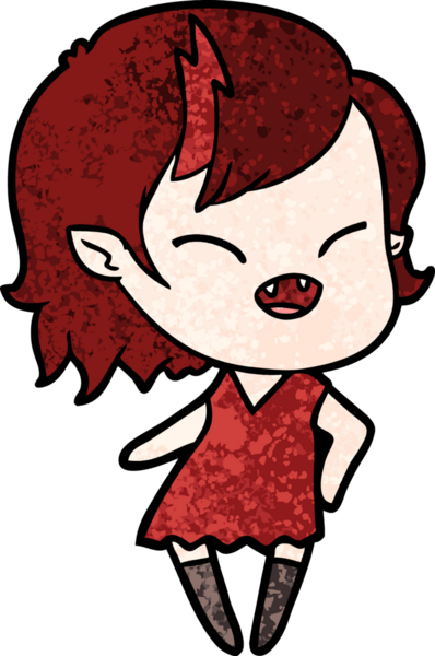 Bir insan tarafından çizilmiş gülen vampir kız çizgi filmi.