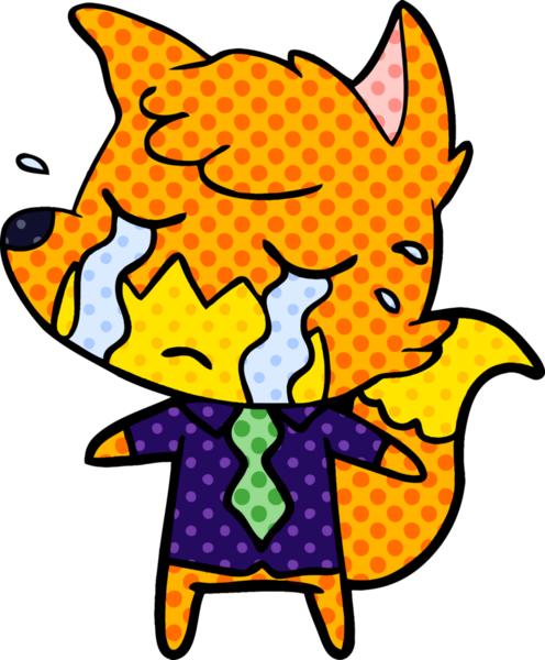 Bir insan tarafından çizilmiş ağlayan tilki çizgi filmi.