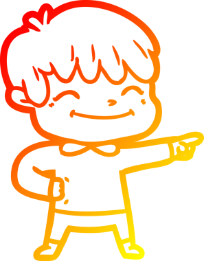 Bir insan tarafından çizilen mutlu bir çocuğun sıcak çizgi çizimi.