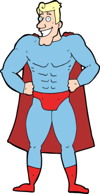 Bir insan tarafından çizilmiş süper kahraman çizgi filmi.