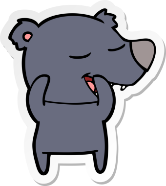 Bir insan tarafından çizilmiş karikatür ayısının sıkıntılı çıkartması.