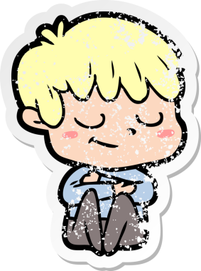 Bir insan tarafından çizilmiş mutlu bir çocuğun sıkıntılı çıkartması.