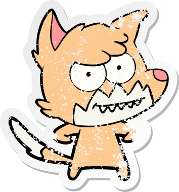 Bir insan tarafından çizilmiş sırıtan tilki çizgi filminin sıkıntılı çıkartması.