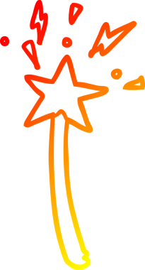 Bir insan tarafından çizilmiş sihirli bir yıldız değneğinin sıcak eğimli çizgisi.