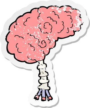 Bir insan tarafından çizilmiş karikatür beyninin gerilimli yapıştırması.