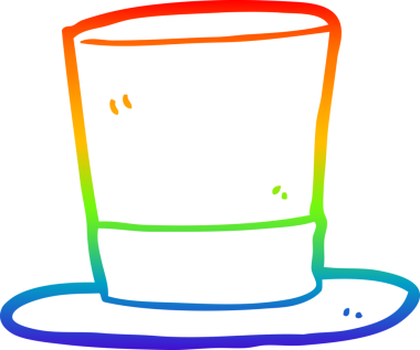 gökkuşağı gradyan çizgi çizimi bir insan tarafından çizilmiş silindir şapka