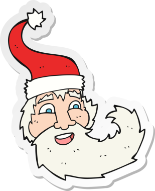 Bir insan tarafından çizilmiş Noel Baba çizgi filminin çıkartması.