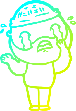 Bir insan tarafından çizilmiş ağlayan sakallı bir adamın çizdiği soğuk çizgi.