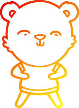 Bir insan tarafından çizilmiş mutlu çizgi film ayısının sıcak çizgi çizimi