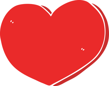 Bir insan tarafından çizilmiş düz renkli karikatür kalp.