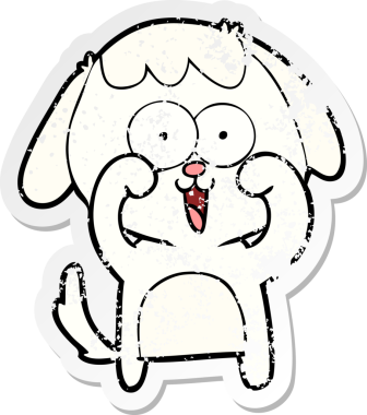 Bir insan tarafından çizilmiş şirin bir köpeğin sıkıntılı çıkartması.