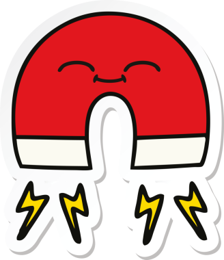 Bir insan tarafından çizilmiş şirin bir çizgi film mıknatısı etiketi.