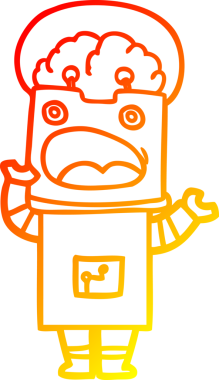 Bir insan tarafından çizilen çizgi film robotunun sıcak çizgi çizimi