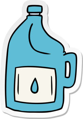 Bir insan tarafından çizilmiş büyük bir içki şişesinin el çizimi karikatürü.