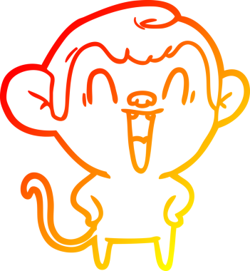 Bir insan tarafından çizilmiş gülen maymun çizgi çizimi.