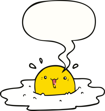 Bir insan tarafından çizilmiş konuşma baloncuklu tatlı çizgi film yumurtası.