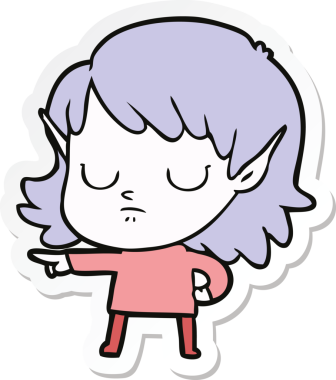 Bir insan tarafından çizilmiş bir elf kızının çıkartması.