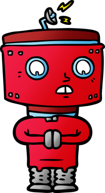 Bir insan tarafından çizilmiş çizgi film robotu