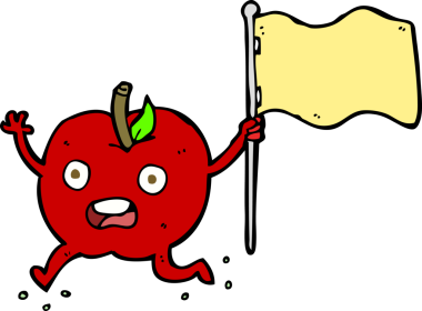 bir insan tarafından çizilmiş bayraklı komik elma çizgi filmi