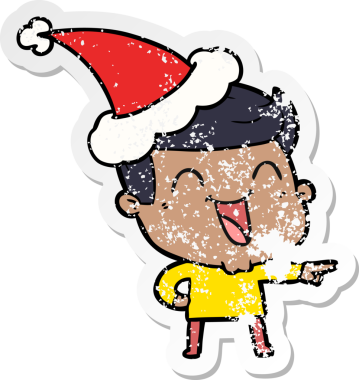 Bir insanın çizdiği Noel Baba şapkasıyla gülen bir adamın el yazısı.