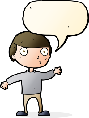 Bir insan tarafından çizilmiş konuşma balonlu bir çizgi film adamı.