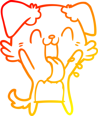 Bir insan tarafından çizilmiş nefes nefese kalmış bir köpeğin sıcak çizgi çizimi.