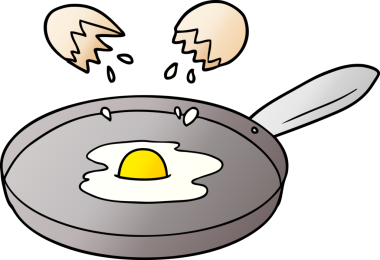 Bir insan tarafından çizilmiş tavada yumurta.