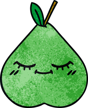 Bir insan tarafından çizilmiş yeşil armut retro grunge desen karikatürü