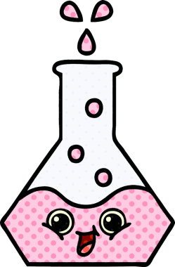 Bir insan tarafından çizilmiş bir bilim şişesi karikatürü.