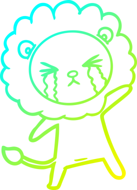 Bir insan tarafından çizilmiş ağlayan aslanın soğuk gradyan çizgisi