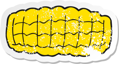 Bir insan tarafından çizilmiş mısır koçanı karikatürünün geriletilmiş yapıştırması.