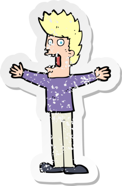 Bir insanın çizdiği korku dolu bir karikatürün gerilimli çıkartması.