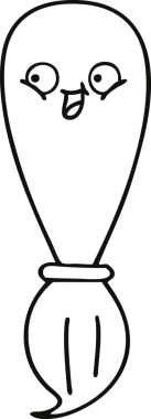 Bir insan tarafından çizilmiş boya fırçasının çizgi çizimi