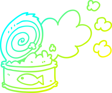 Bir insan tarafından çizilmiş kokuşmuş balık konservesinin soğuk gradyan çizimi.