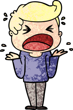 Bir insan tarafından çizilmiş bağıran adam çizgi filmi.