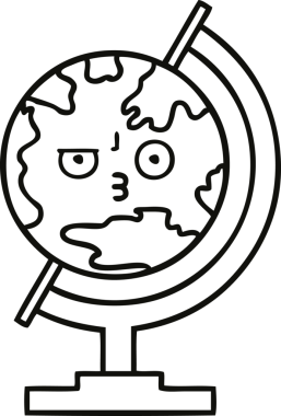 Bir insan tarafından çizilmiş dünyanın karikatürü.