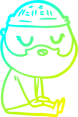 Bir insan tarafından çizilmiş sakallı bir çizgi film karakteri.