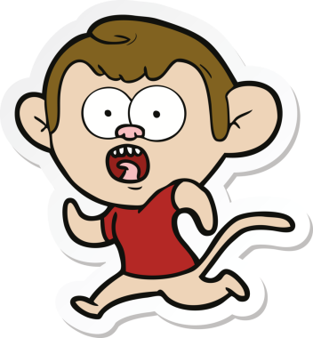 Bir insan tarafından çizilmiş koşu maymunu çıkartması.