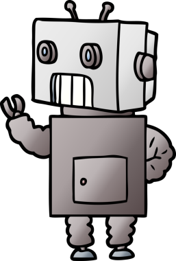 Bir insan tarafından çizilmiş çizgi film robotu