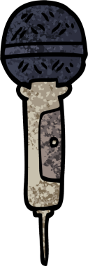 Bir insan tarafından çizilmiş grunge desenli çizgi film mikrofonu.