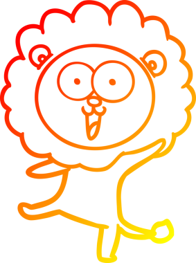 Bir insan tarafından çizilmiş mutlu çizgi film aslanının sıcak çizgi çizimi