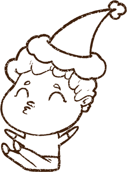 Bir insan tarafından çizilen Noel Çocuğu Kömür Çizimi